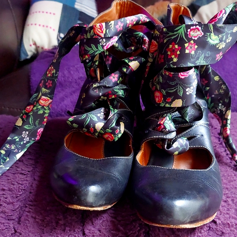 John Fluevog Floral Lace-Up Women's Shoes